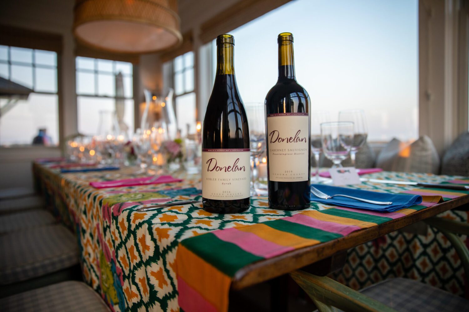 bottles of donelan sonoma syrah and sonoma cabernet