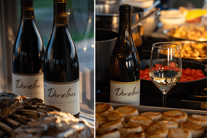 Winter wine pairings of Syrah with ribs and Roussanne-Viognier with scallops