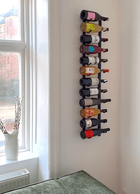 photo of a mounted wall wine rack