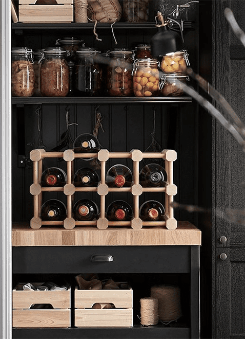 photo of a wine rack in a pantry